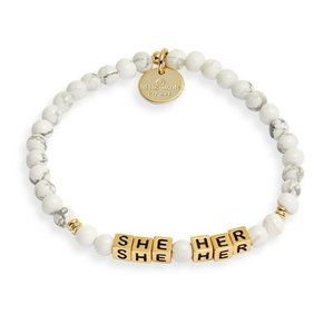 🌺SOLD🌺Little Words Project White Gold She Her Pronoun Beaded Stretch Bracelet